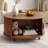31.5" Modern Round Coffee Table With 360° Curved Sliding Door.-1323270125