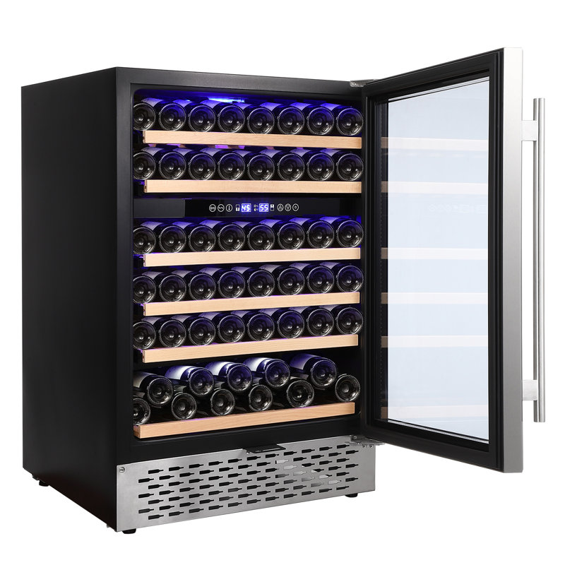 51 Bottles Wine Cooler Refrigerator,Freestanding Compact Wine Fridge with Digital Control for Fridge With 40-66F Digital Temperature Control Glass Door