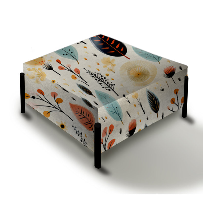 Earthy Boho Eclectic Plants - Grand repose-pieds carré éclectique