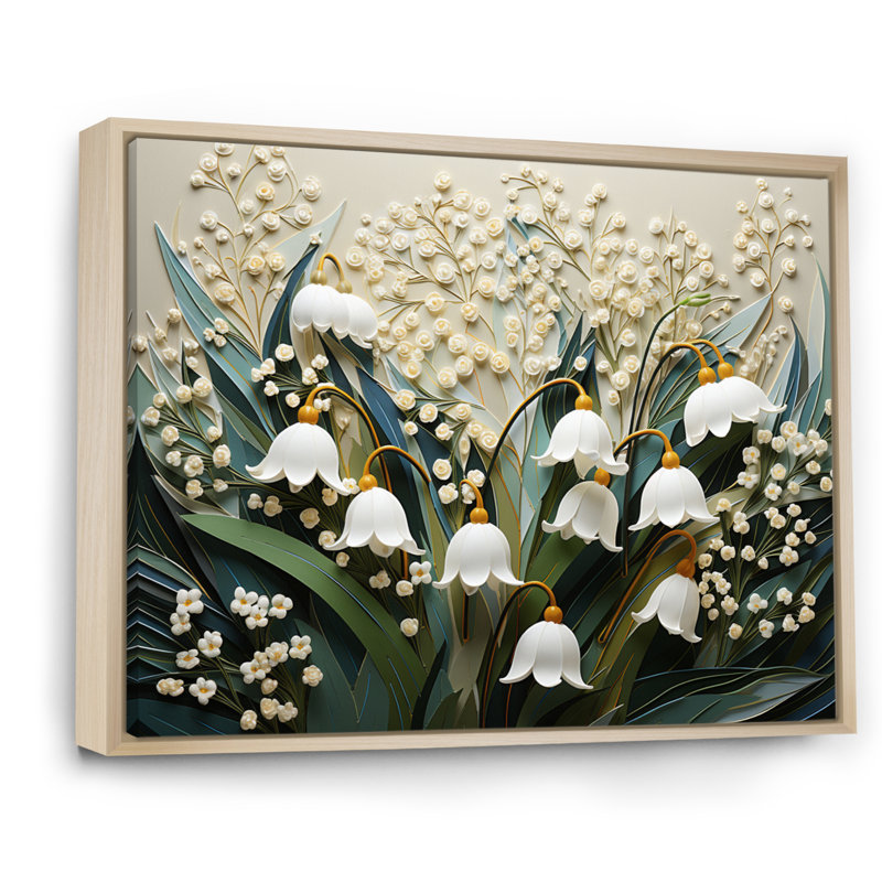 " White Snowdrop Symphony II ", 12" H x 20" W x 1" D, Natural Floater Framed