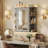 Bathroom Wall Storage Cabinet With Mirror, Medicine Cabinet With Adjustable Wood Shelf, Doors & 6 Open Shelves-1270781925