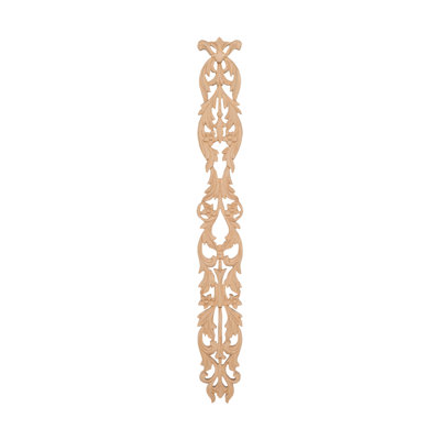 17-1/4 in x 2 in x 3/8 in Unfinished Wood Onlay Floral Drop Wood Applique