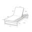 Chaise longue en bois d'acacia à finition teck avec ensemble de coussins à 2 feuilles de noix de coco de 1,57 pouce, 4 positions réglables avec une surface latérale plate, pour la piscine - version assortie crème, gris foncé disponible
