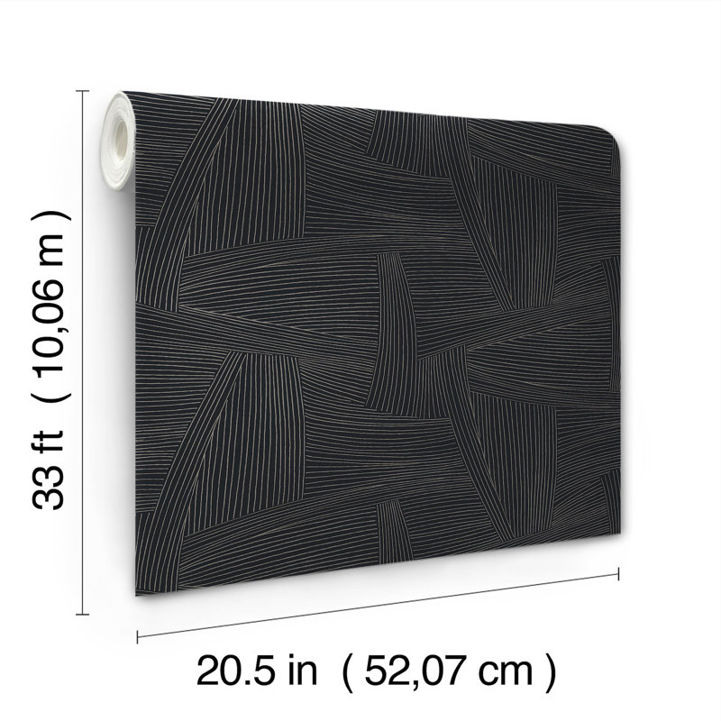 Reid Black Woven Geometric Wallpaper, Black