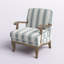 Fauteuil rembourré rayé avec cadre en bois massif Amilio-1293852599