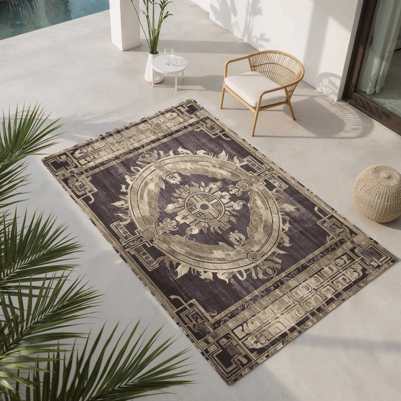 Tapis intérieur et extérieur Temple Shadows, Rectangulaire 3 pi x 5 pi
