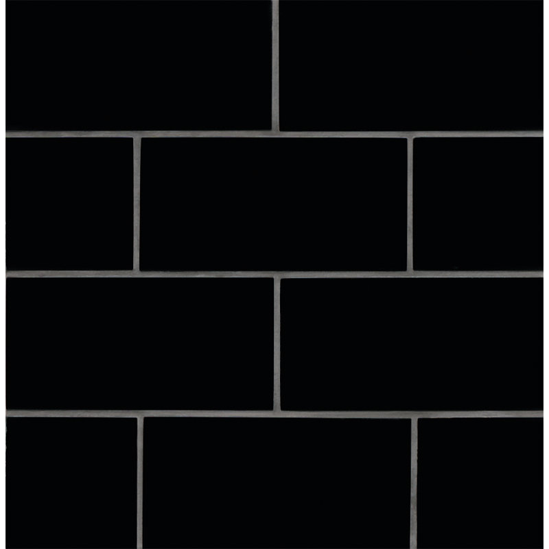 Hamptons 3 in. x 6 in. Polished Tile, Black Sand