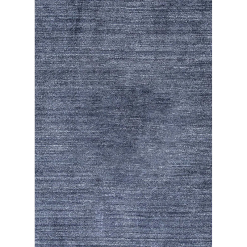 Tapis bleu marine de haute qualité noué à la main, Rectangle de 10 pi x 14 pi