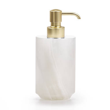 Modern Marble Soap Dispenser with Pump and Toothbrush Holder in White