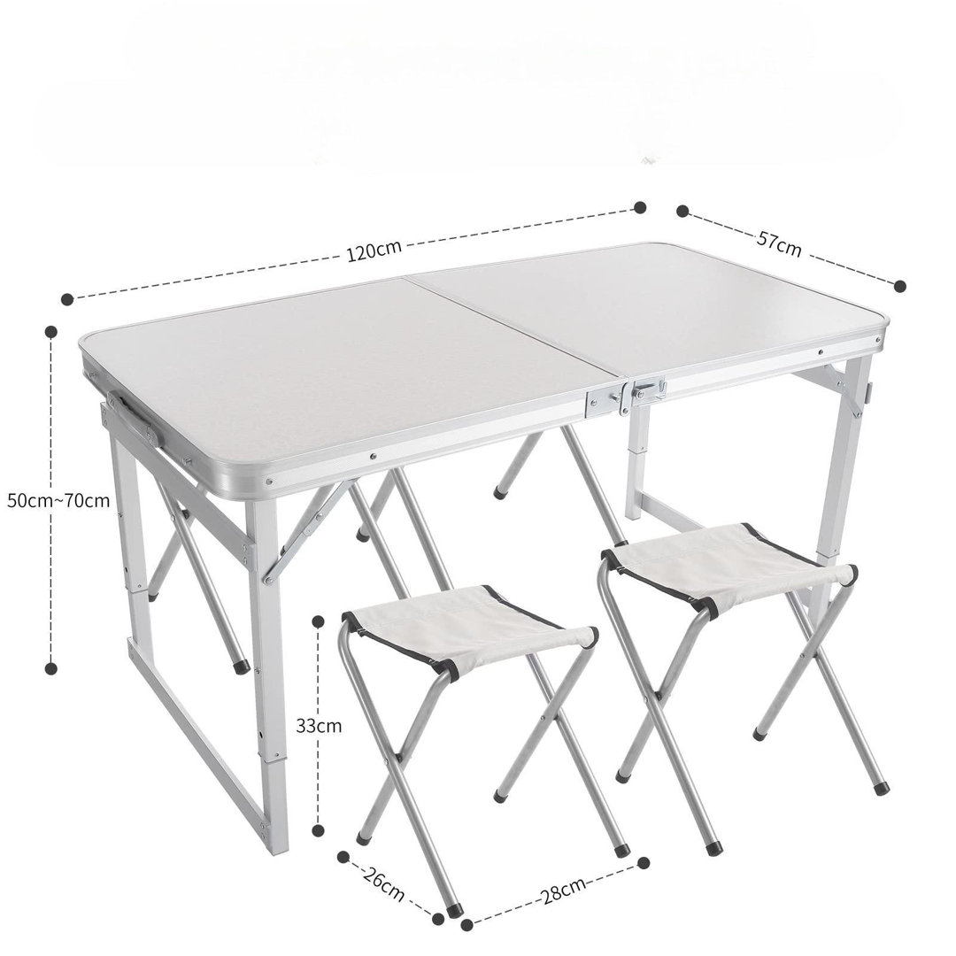 Babrak 120Cm Rectangular Portable Folding Table with 4 Chairs
