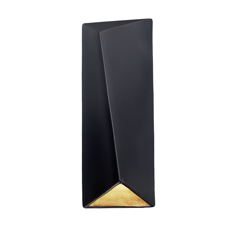 Lashay Ceramic LED Flush Mounted Sconce, Carbon Matte Black/Champagne Gold