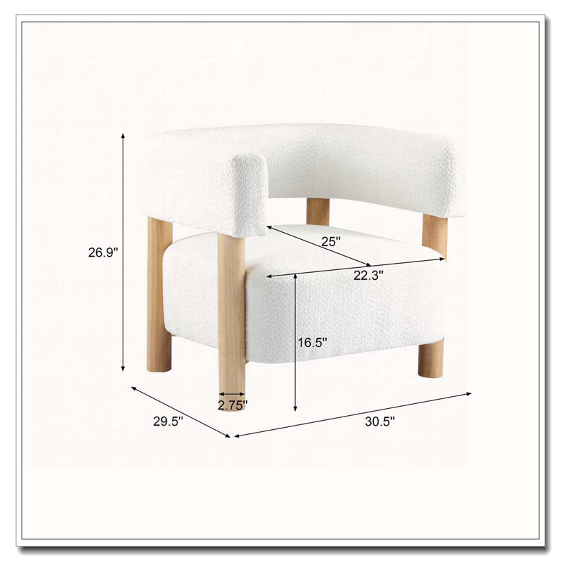 Fauteuil d'appoint rembourré Boucle, Blanc