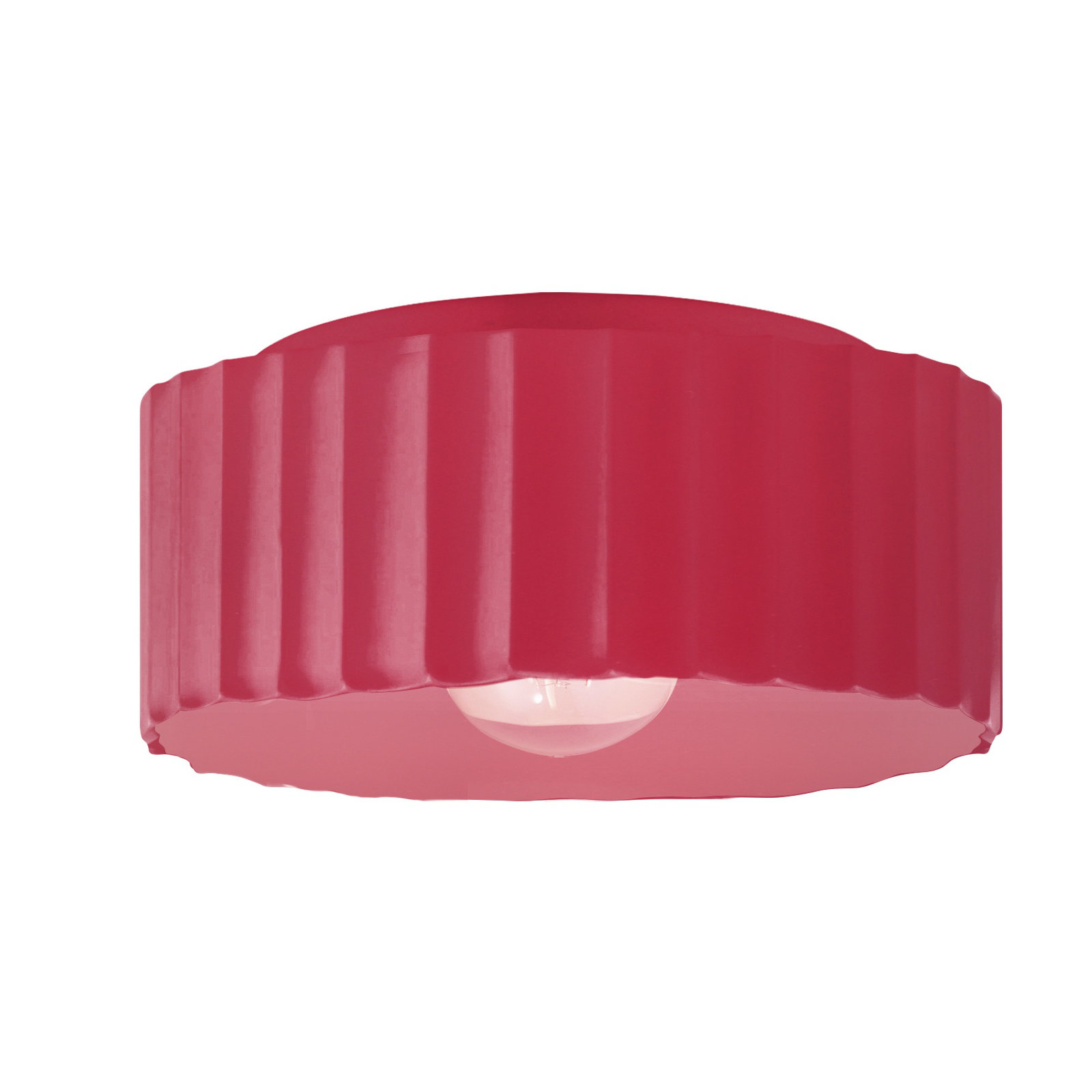 Colgate Single Light Ceramic Flush Mount, Cerise, 6.5" H x 13" W x 13" D