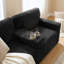 Canapé à compression sans pieds, velours côtelé moelleux avec porte-gobelets intégrés et poche de rangement latérale pour le salon-1541542162