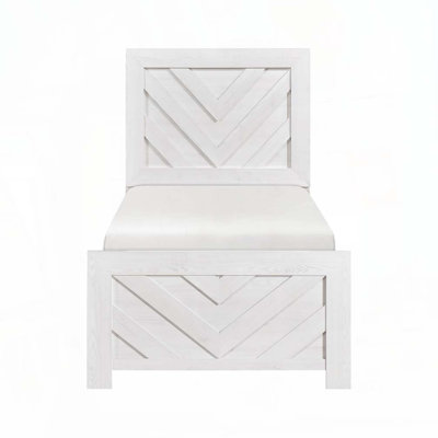 Claudette Solid Wood Twin Bed Frame with Faux Wood Veneer