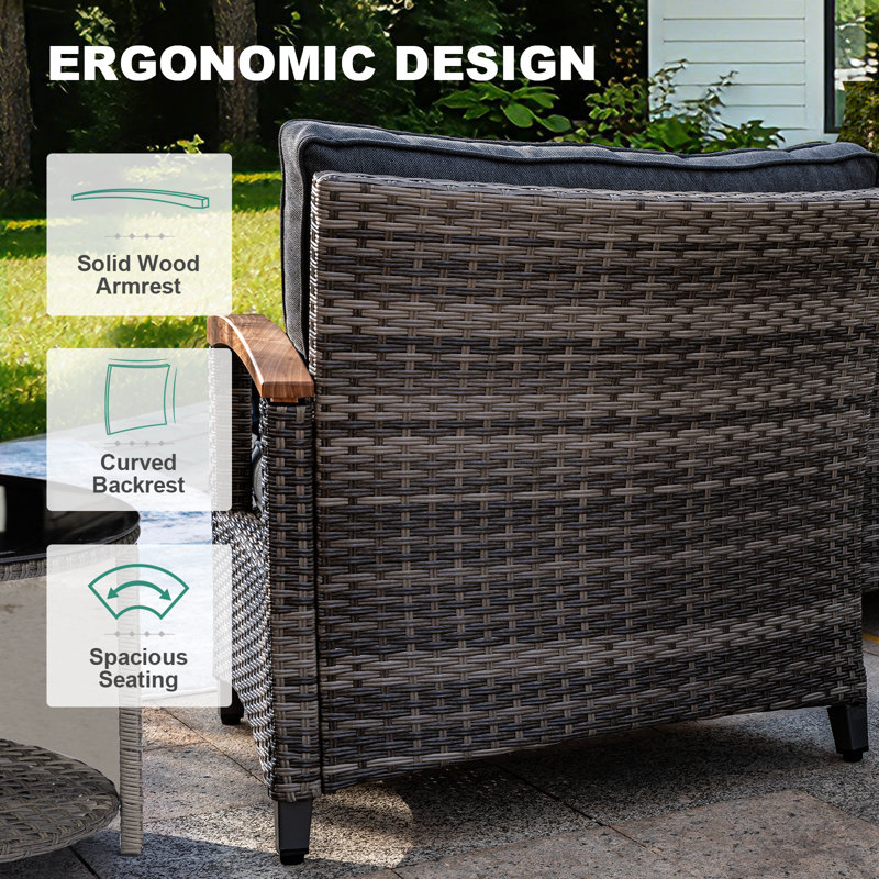 Chaises simples pour 2 personnes avec coussins, Gris