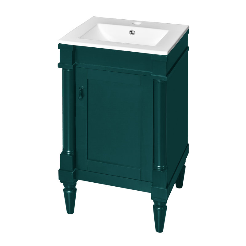 Meuble-lavabo simple 18 po avec comptoir en céramique, Vert