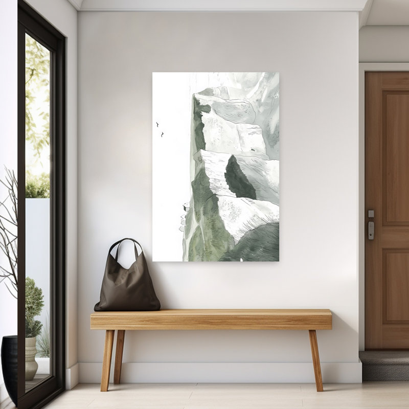 Birds Over Ocean Cliffs Dramatic Peaceful Serene Bird Coastal Landscape Wall Art Print 1 Piece Wrapped Canvas Wall Art