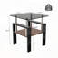 Ensemble 2 pièces table de bout et table basse en verre trempé moderne - gris / noir