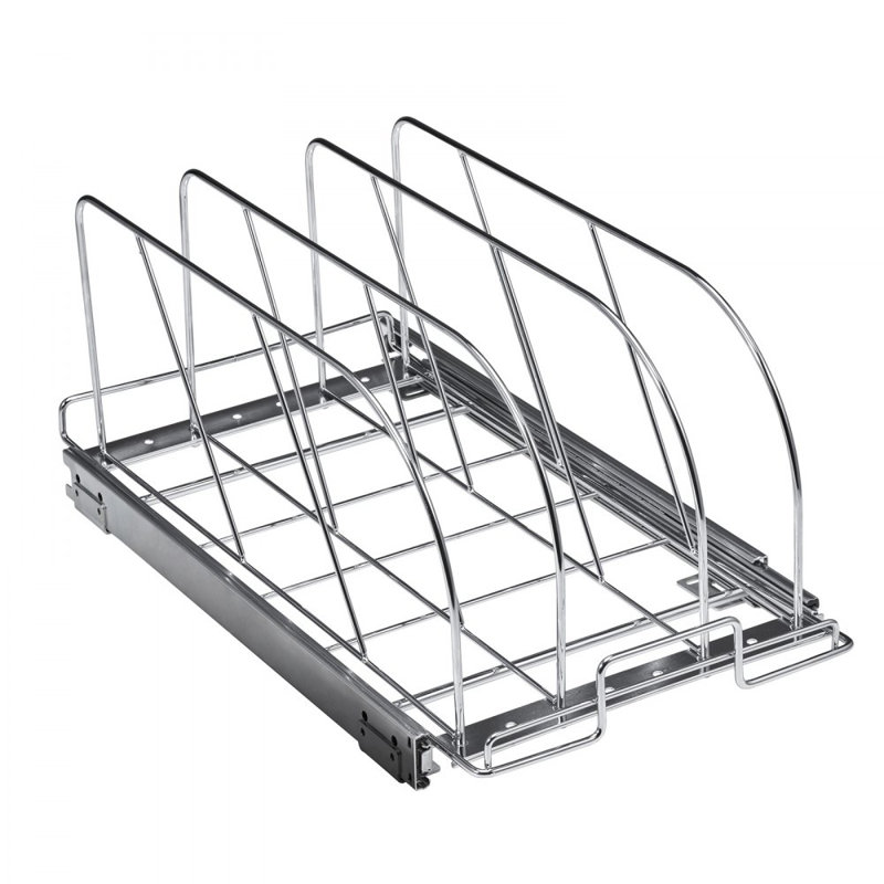 Pan and Pot Rack, Expandable Pull Out Under Cabinet Organizer, 8.8" H x 21" W x 11.7" D