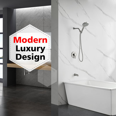 SUMERAIN Tub and Shower Trim Kit with Filtered Handheld Shower Head-Softening VC, 6 Settings Spray Modes Shower Faucet