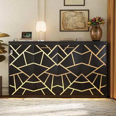 Twin-Size Modern Side-Folding Murphy Bed with Trendy Printed Pattern, LED Under-Bed Lighting & Built-In USB Outlet – Space-Saving Design