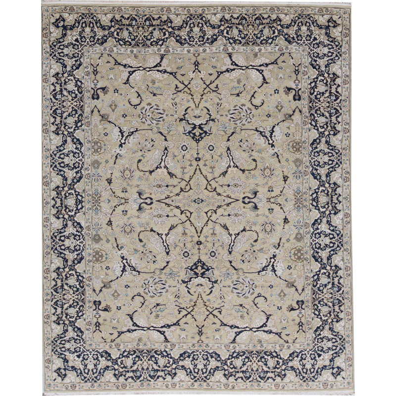 Tapis doré et noir noué à la main de haute qualité