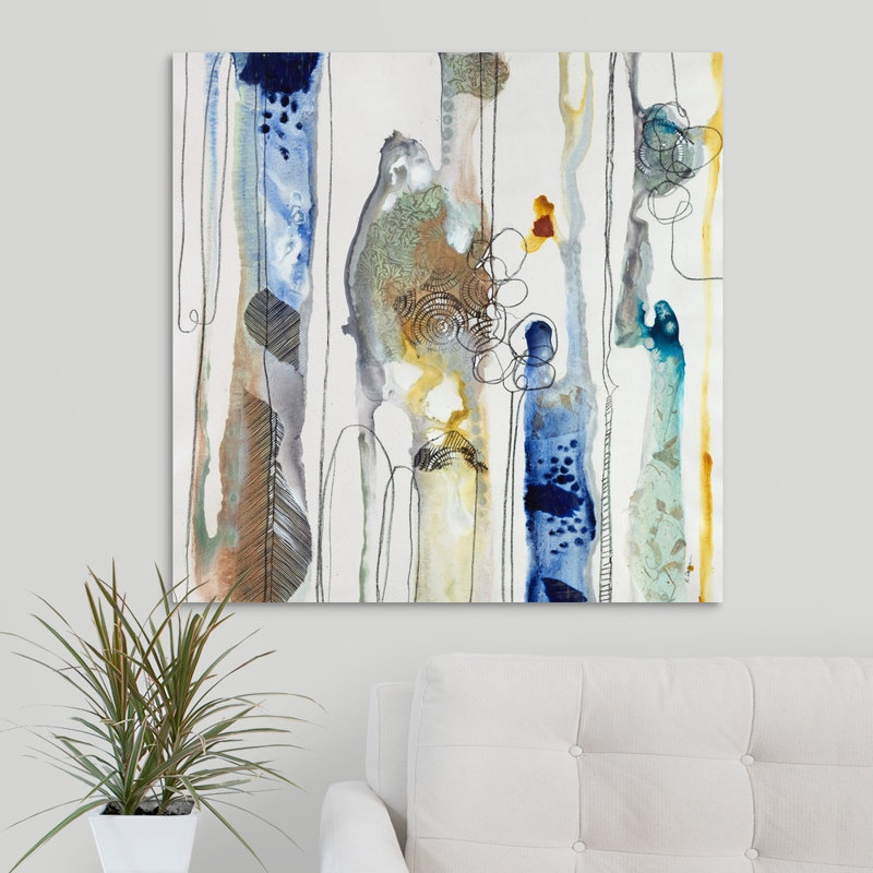 « botanique contour xi », peinture sur toile, H 30 po x l 30 po x P 1,25 po, Toile tendue