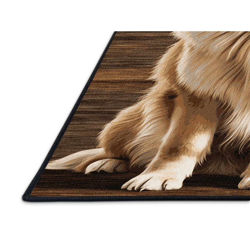  Tapis lavable pour chien de berger de race blanche, Rectangulaire 7 pi x 10 pi