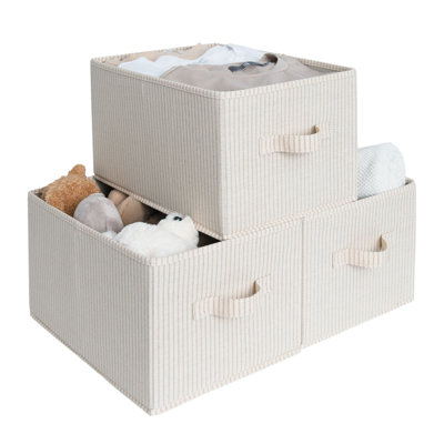 Fabric Large Storage Bins with Handles, Foldable Organizers for Clothes, Towels & Toys