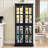 Cabinets Traditional Vintage Display with Glass Doors, Adjustable Shelves, E26 Bulb | Black | MDF+glass-1199951461