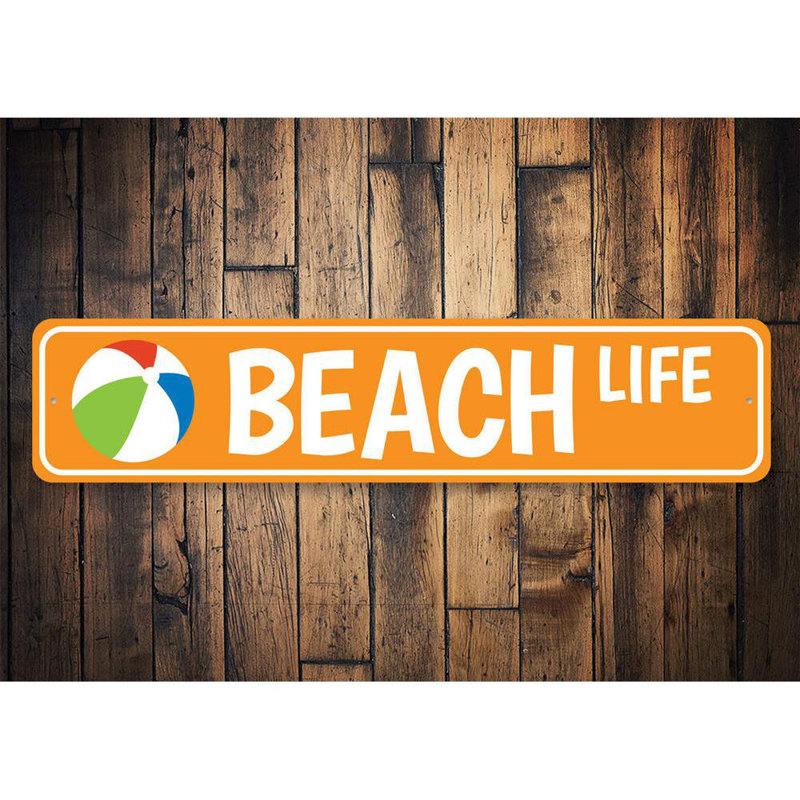 Plaque en aluminium personnalisée Beach Life Street, H 4 po x l 18 po x P 0,04 po