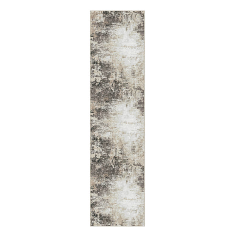 Kylie Black/Brown Abstract Area Rug, Runner 2'3" x 7'6"