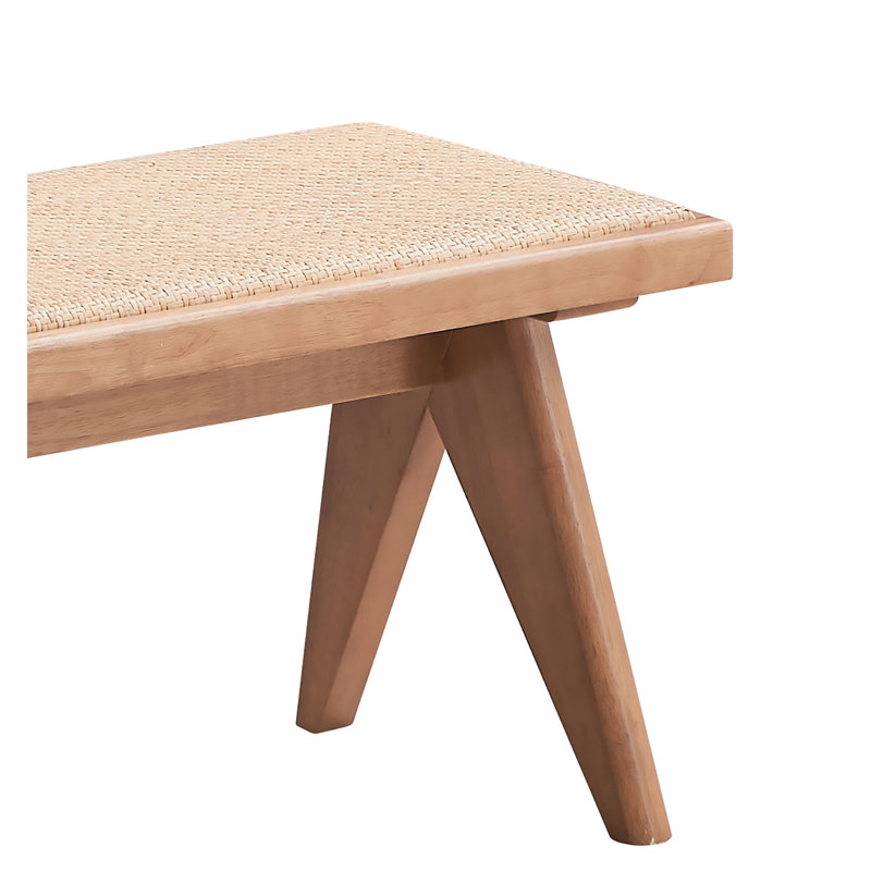 Banc de style Mid-Century moderne, hauteur de 16 pouces, filet respirant pour siège aéré, patio naturel sans dossier, profondeur 14, parfait pour manger