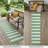 2' X 8' Green and White Striped Washable Indoor Outdoor Runner Rug