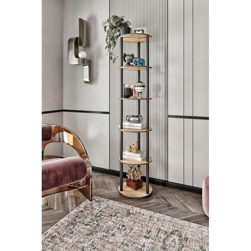 Modern Oak Bookshelf, 13.4 x 68.9 x 13.4 inches | 100% MDF Construction with Compressed Kraft Legs | Stylish & Functional Design for Home or Office, Perfect for Displaying Books & Decor