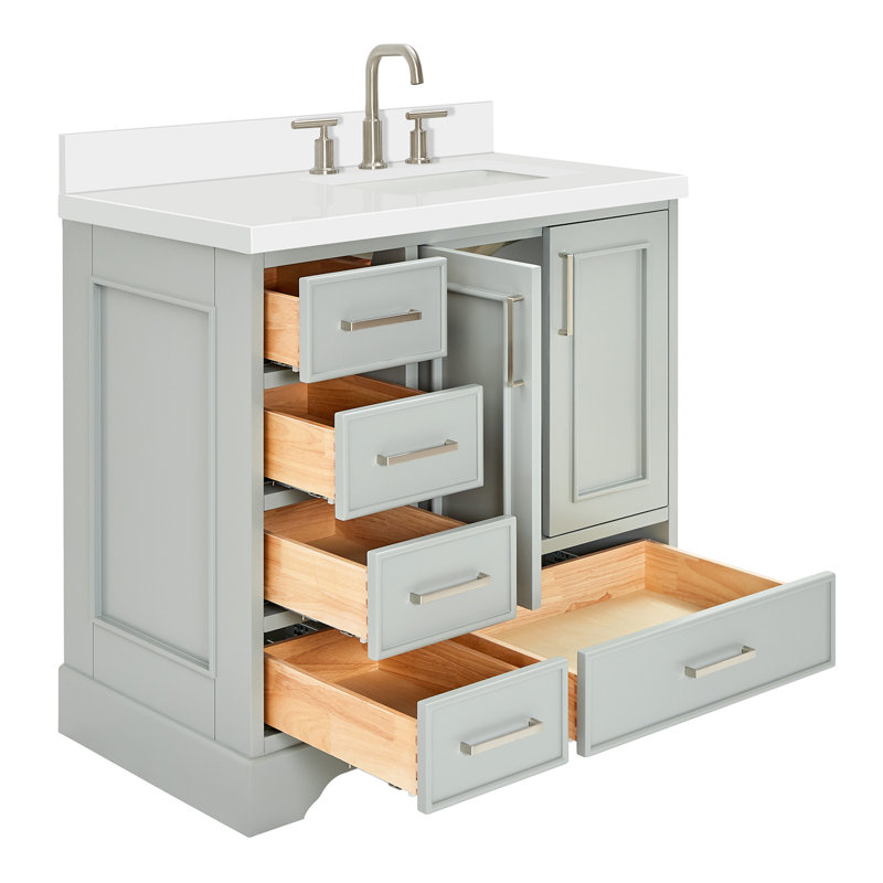 Meuble-lavabo simple avec plateau Abshire 37, Gris