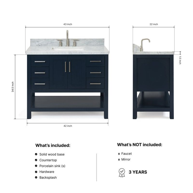 Magnolia Bath Vanity Rectangular Basin S043SCWRV, Midnight Blue, Rectangular