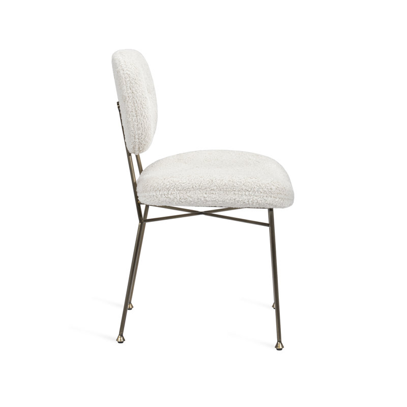 Down Faux Shearling and Bronze Upholstered Side Chair
