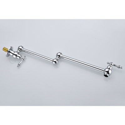 Wall Mounted Kitchen Pot Filler - Brass, Folding Arm, Double Handle Control, Corrosion, Reliable Operation Handles, Quiet Water Flow, Material
