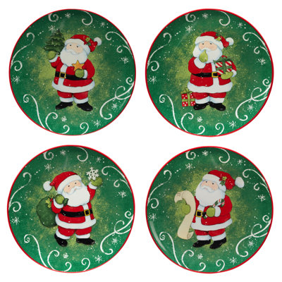Certified International Holiday Magic Santa Set Of 4 Dessert Plate