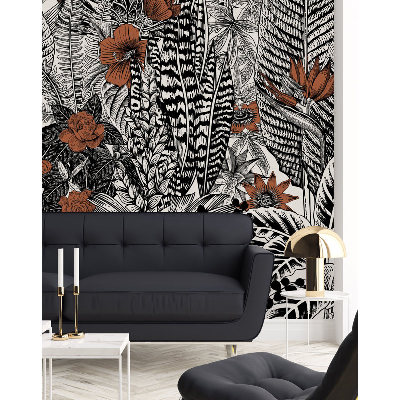 Karila Floral Wall Mural, 125" W x 10.42" L