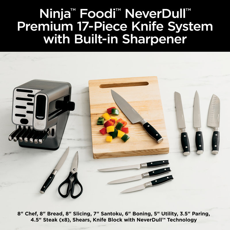 Ninja® Foodi® NeverDull 17-Piece Premium Knife System, Knife Block Set with Built-in Sharpener