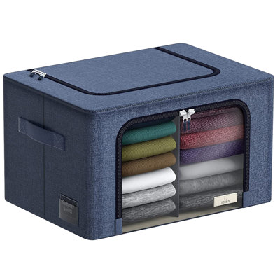 Grande boîte de rangement pliable à deux compartiments avec fenêtre et poignées - pièce unique