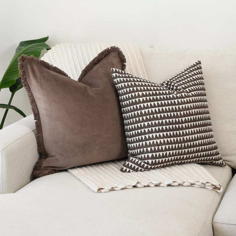 Brown Block Print Pillow Covers