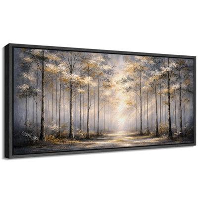 Golden Light Forest Path Landscape Wall Decor Extra Large Pictures Framed Canvas Print Wall Art