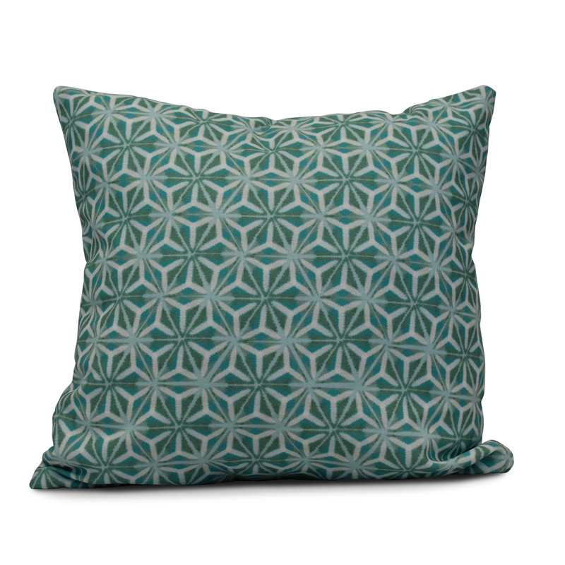 Intercoastal Waterway Geometric Outdoor Reversible Throw Pillow, 16" H x 16" W, Aqua