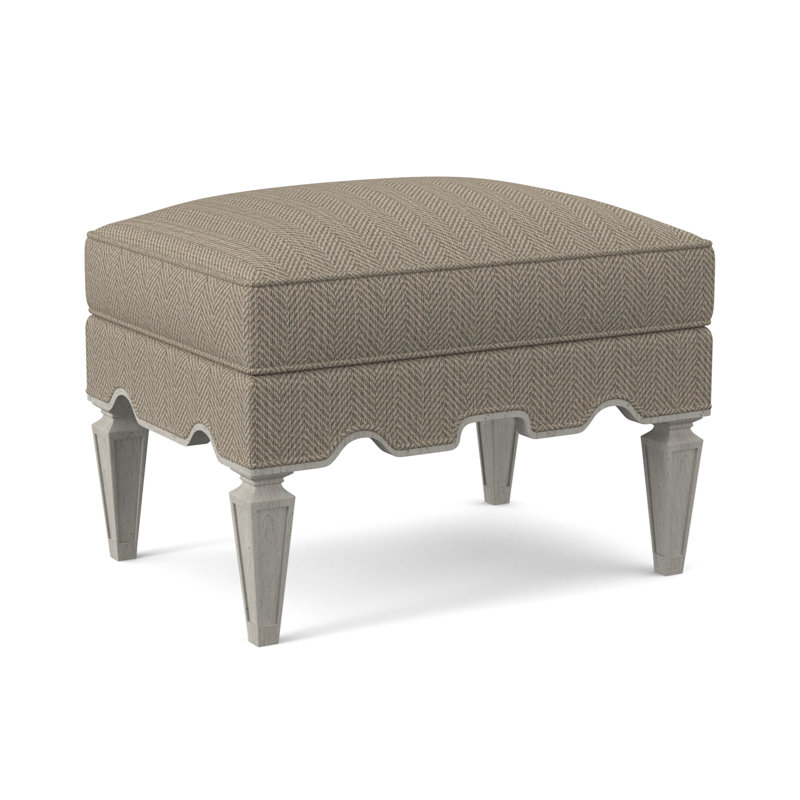 Palm Upholstered Ottoman, Bisque, White Caps Fog Viscose
