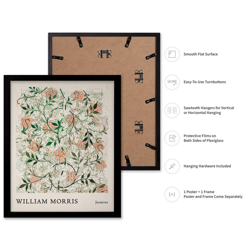 William Morris - Jasmine No1, Black Framed, Poster, 12"H x 16"W