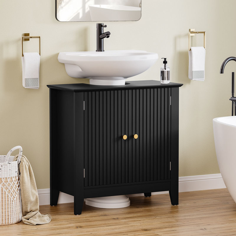Modern Bathroom Sink Cabinet With Removable Shelf, Black